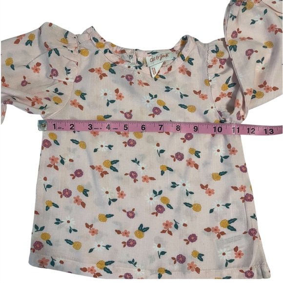 Cat & Jack Floral Top with A Rusty Brown Corduroy Suspender Skirt - Picture 8 of 13